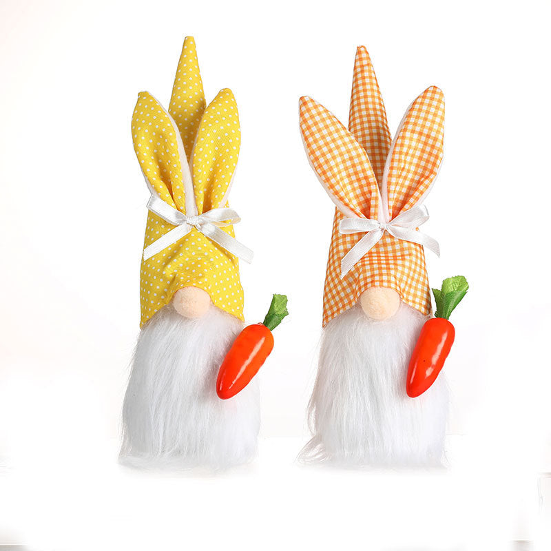 Vintage Rabbit Ornaments — Playful Easter Gnome Pair