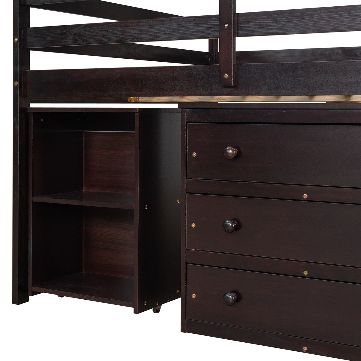 Full Loft Bed with Desk and Drawers for Small Rooms
