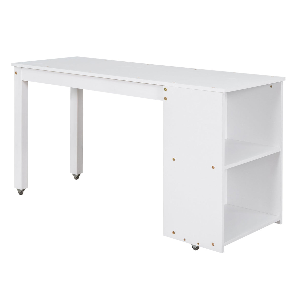 Low Kids Loft Bed with Drawers, Shelves & Desk, White