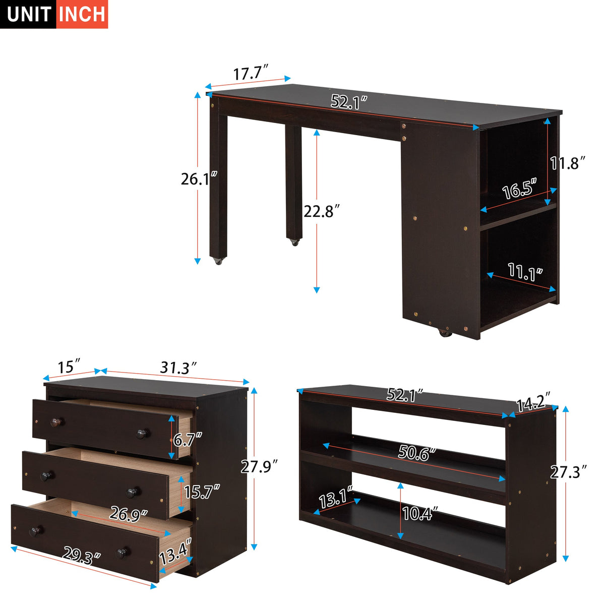 Full Loft Bed with Desk and Drawers for Small Rooms