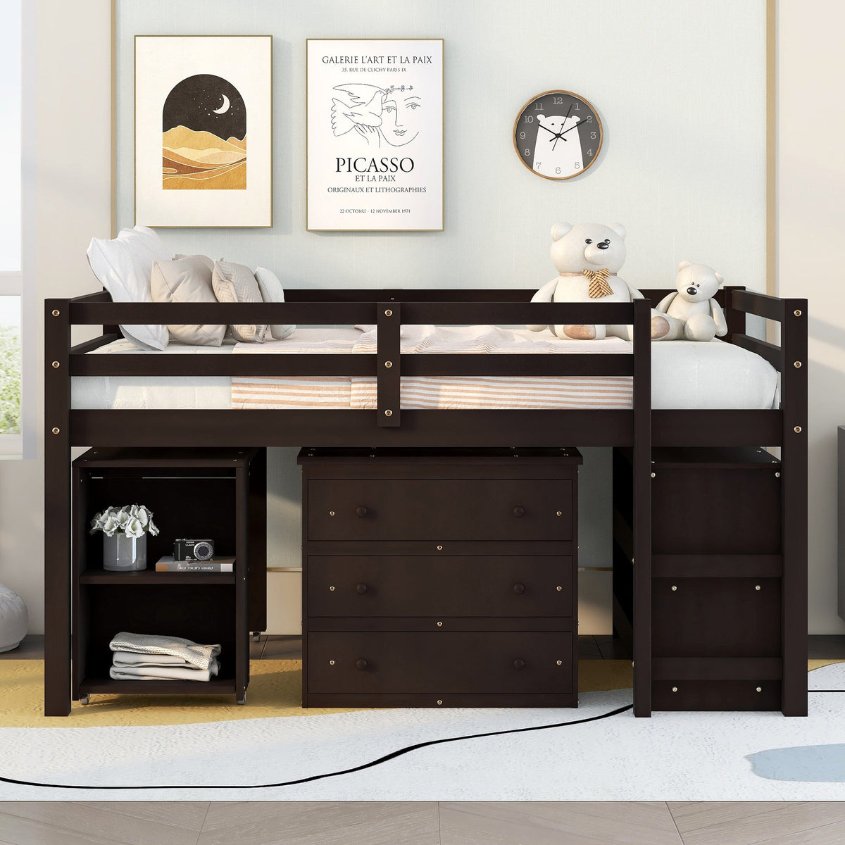 Full Loft Bed with Desk and Drawers for Small Rooms