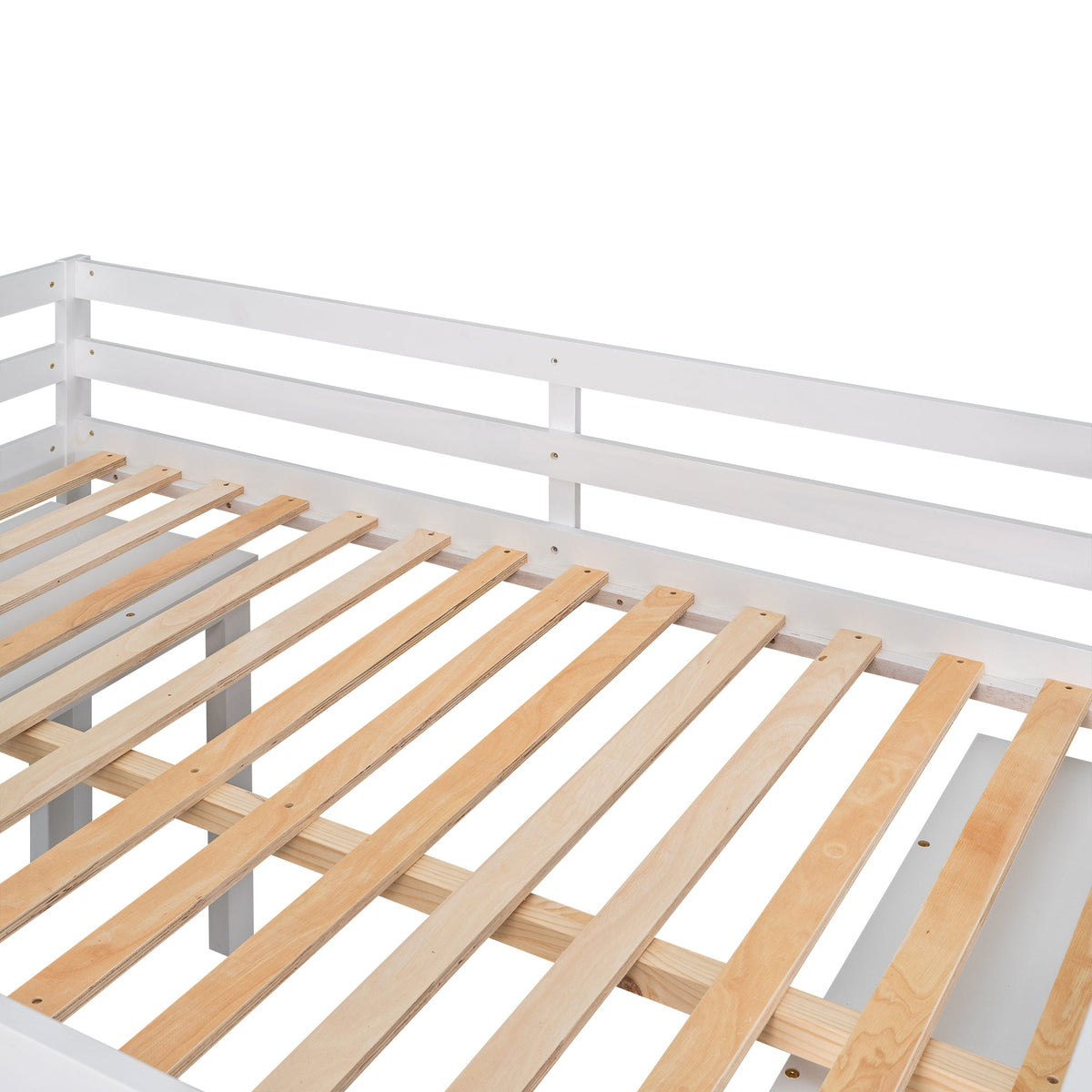 Low Kids Loft Bed with Drawers, Shelves & Desk, White