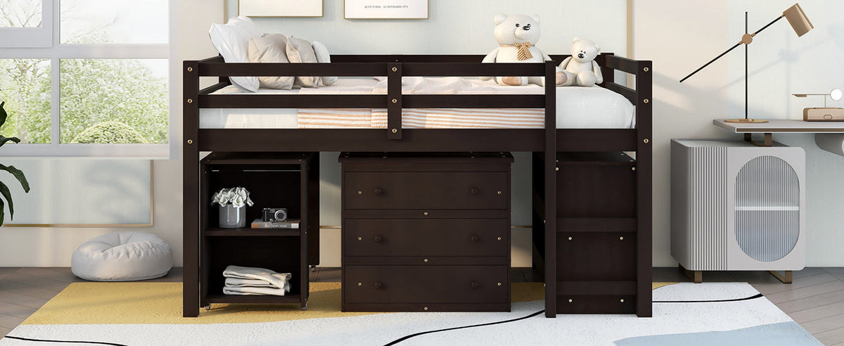 Full Loft Bed with Desk and Drawers for Small Rooms