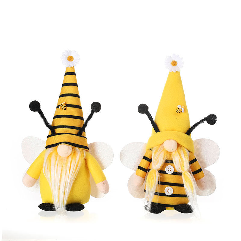 Bee Gnome Decorations Pair for Whimsical Holiday Decor