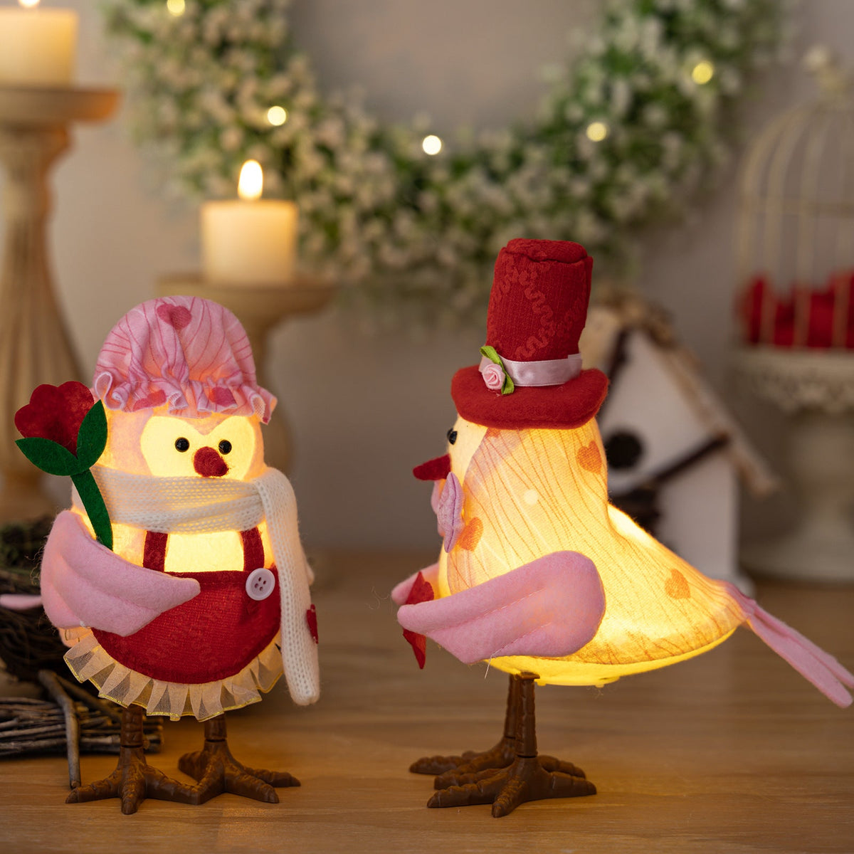 Bird Desktop Ornament — Warm Christmas Tabletop Glow