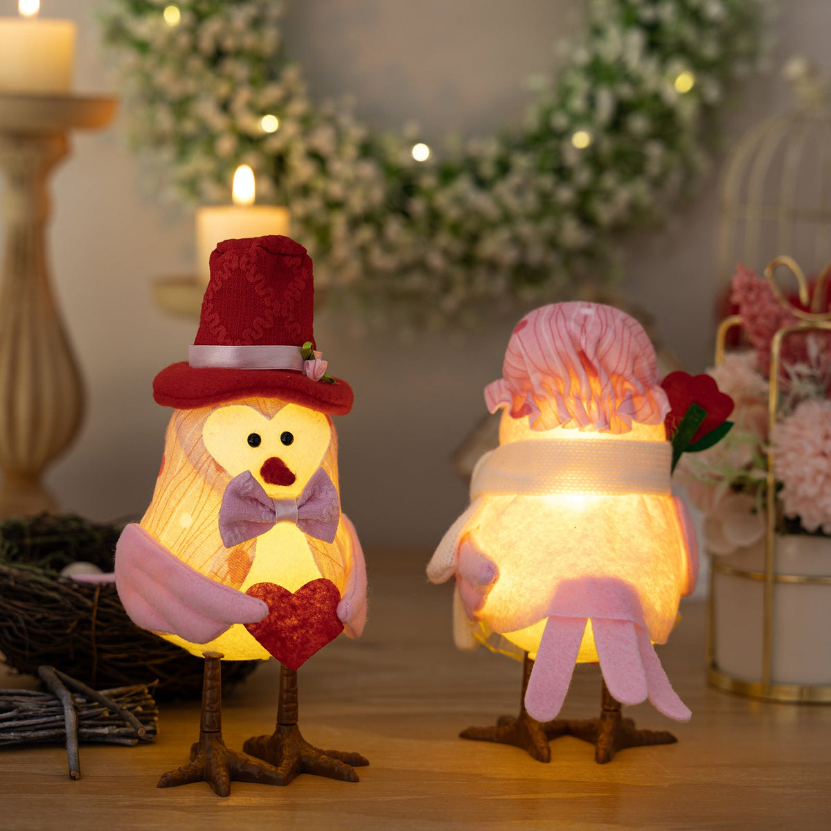 Bird Desktop Ornament — Warm Christmas Tabletop Glow