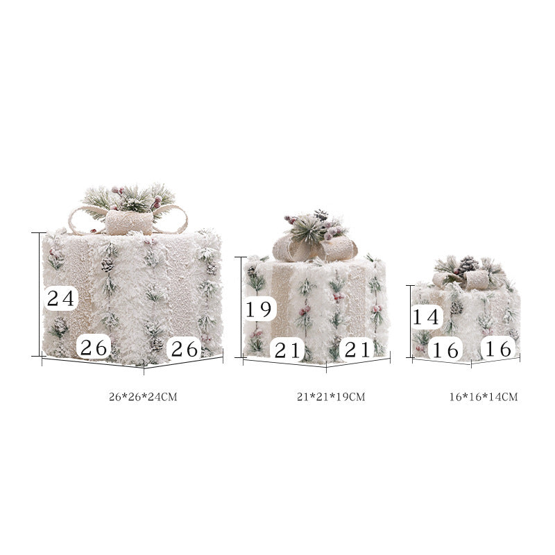 Christmas Gift Box Ornament with Warm White LED Glow
