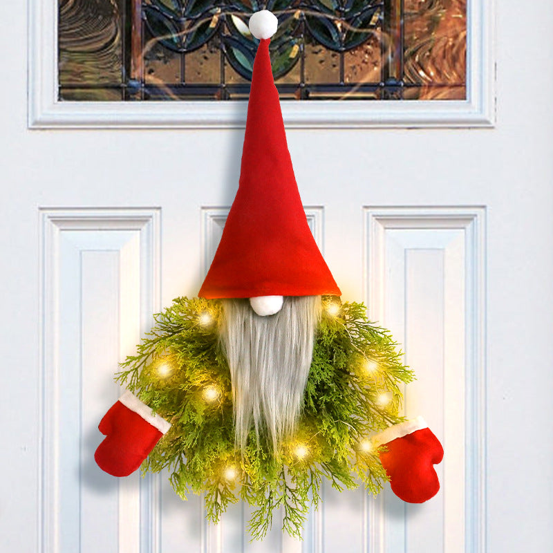 Illuminated Santa Christmas Wreath Door Decoration