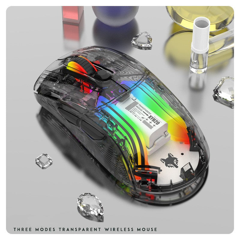 Transparent RGB Wireless Gaming Mouse with Glowing Lights