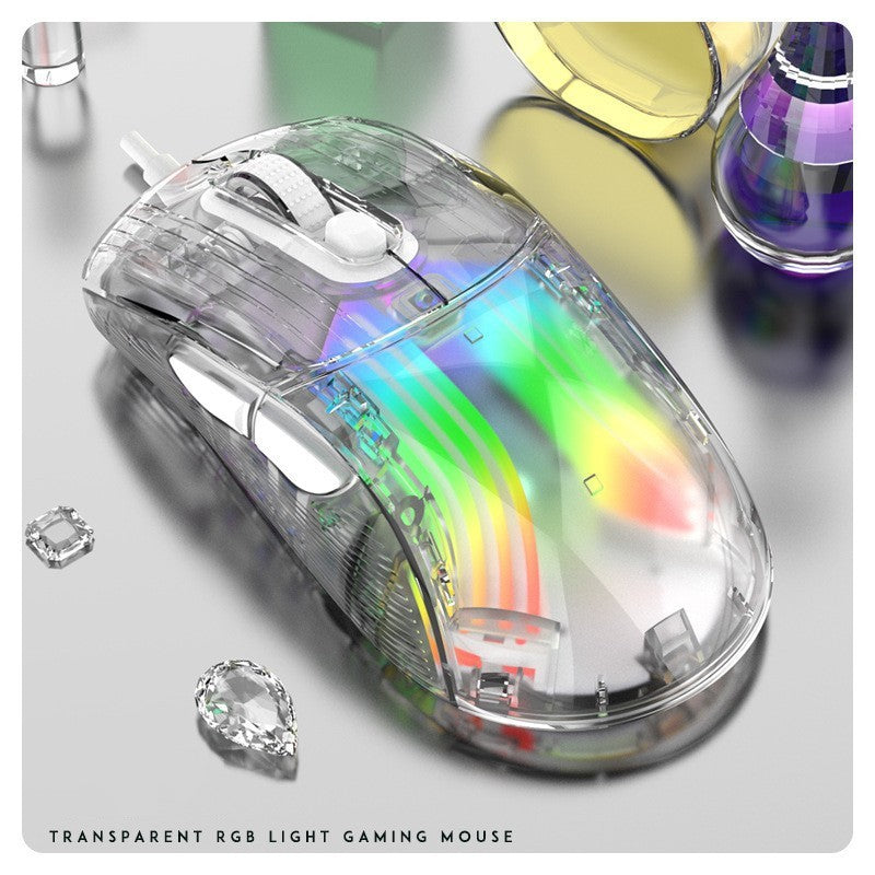 Transparent RGB Wireless Gaming Mouse with Glowing Lights
