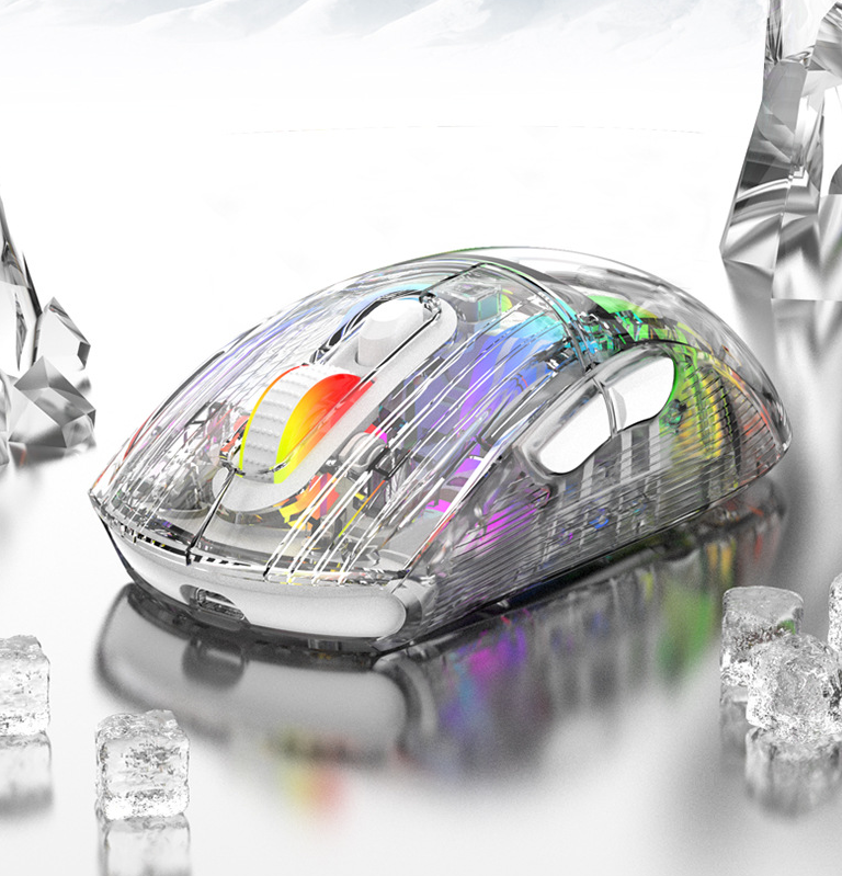 Transparent RGB Wireless Gaming Mouse with Glowing Lights