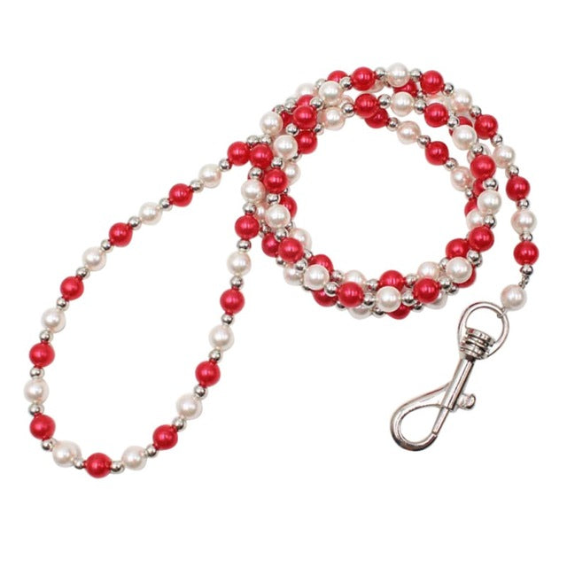 Luxury Pearl Beaded Dog Leash for Small Dogs & Cats