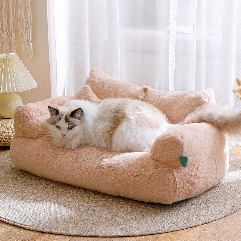 Luxury Plush Cat Bed Sofa for Cozy Indoor Lounging