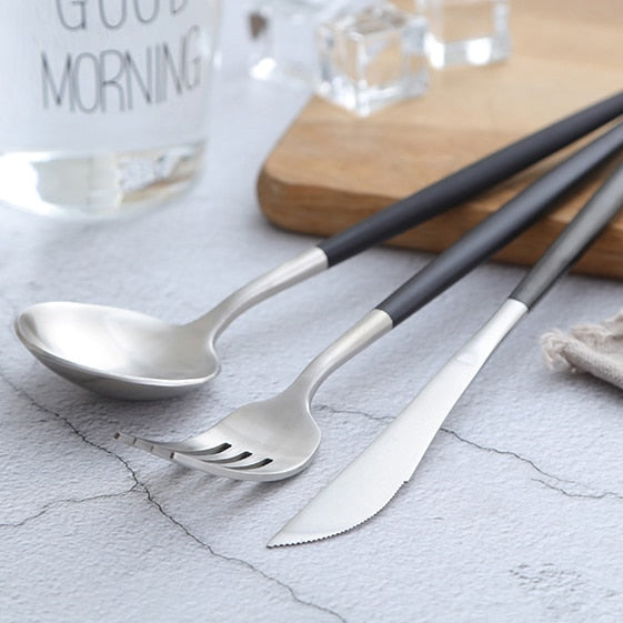 Matte Gold Stainless Steel Flatware Set, 4 Piece