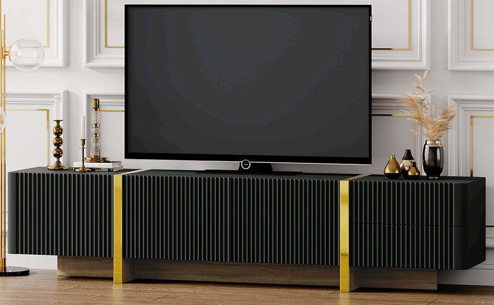 Fluted TV Stand with Storage for TVs Up to 80 Inches