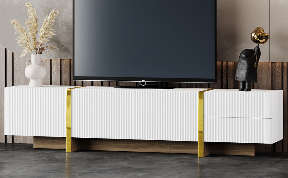 Luxury Fluted TV Stand for 80-Inch TVs with Storage