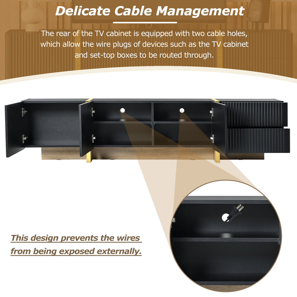 Fluted TV Stand with Storage for TVs Up to 80 Inches