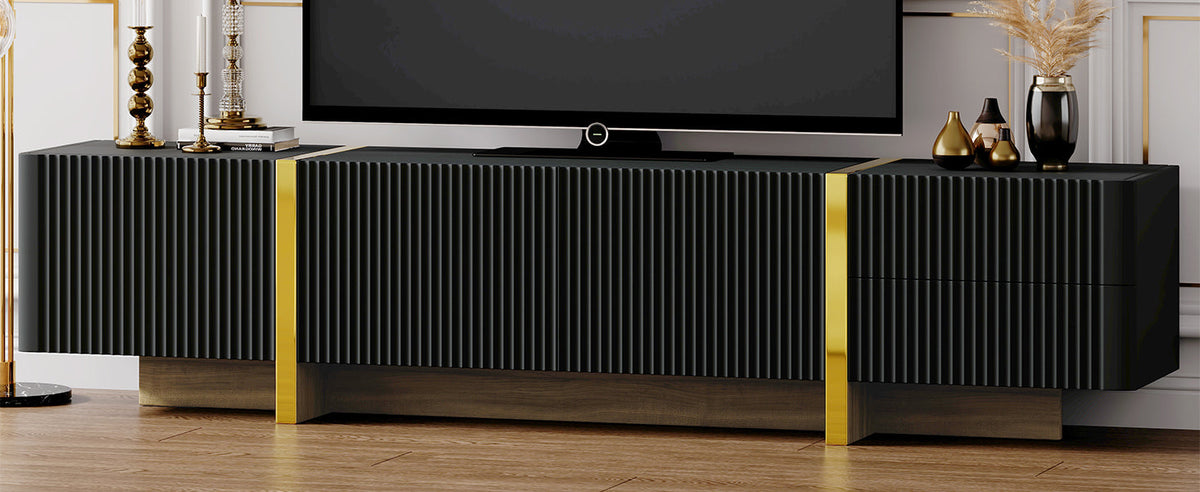 Fluted TV Stand with Storage for TVs Up to 80 Inches