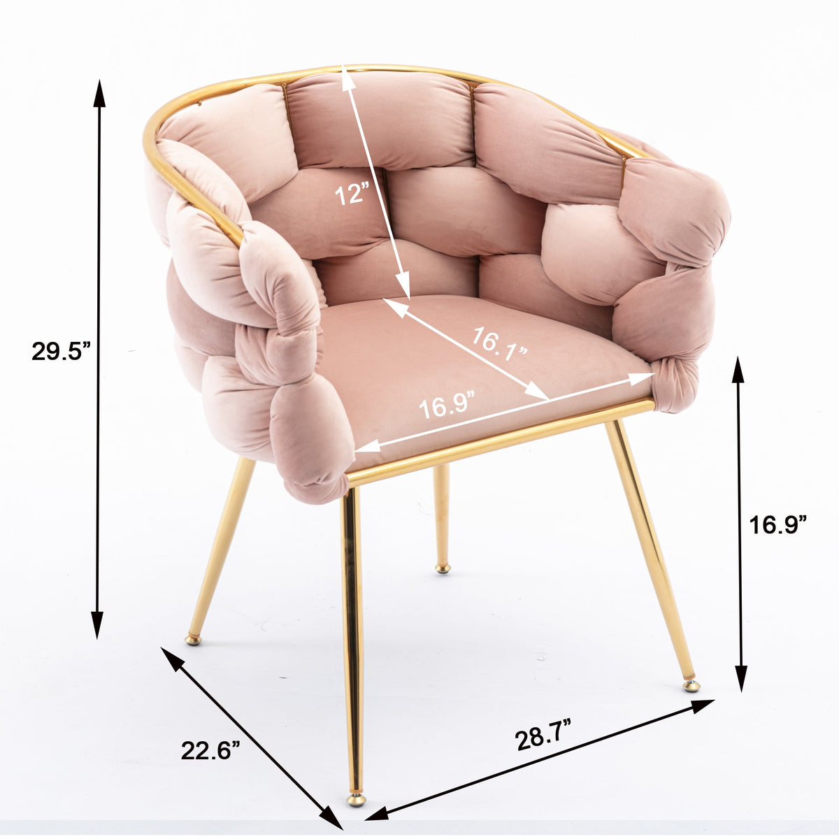 Pink Velvet Tufted Accent Chair with Gold Legs Set