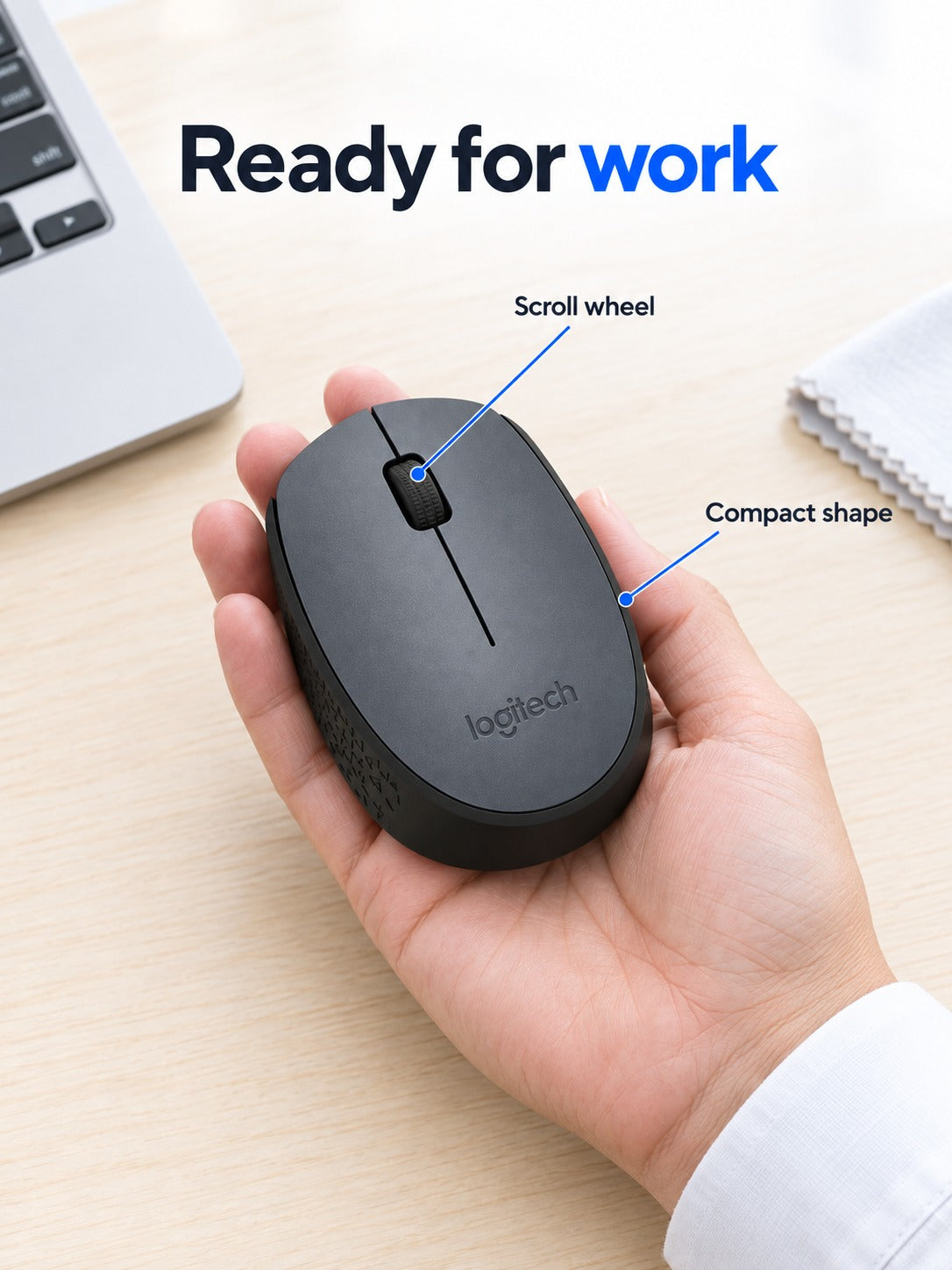 Compact Wireless Office Mouse for Laptop and Desk Work