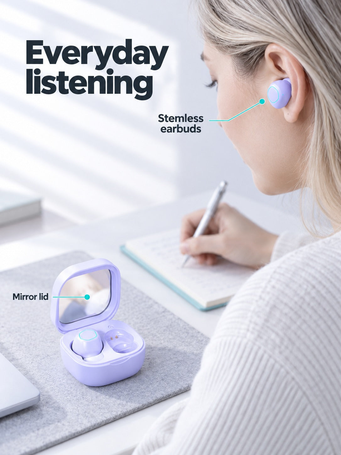 Wireless Earbuds with Mirror Case and Bluetooth 5.3