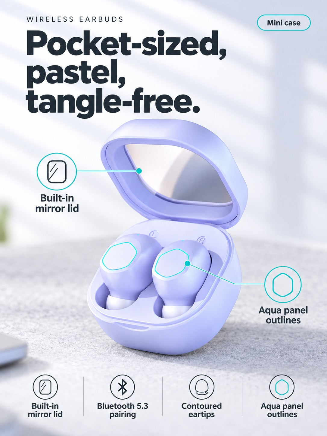 Wireless Earbuds with Mirror Case and Bluetooth 5.3
