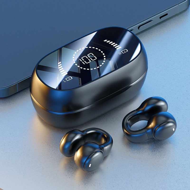 Open-Ear Clip Wireless Earphones with LED Battery Display