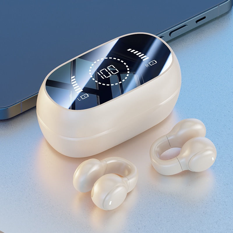 Open-Ear Clip Wireless Earphones with LED Battery Display