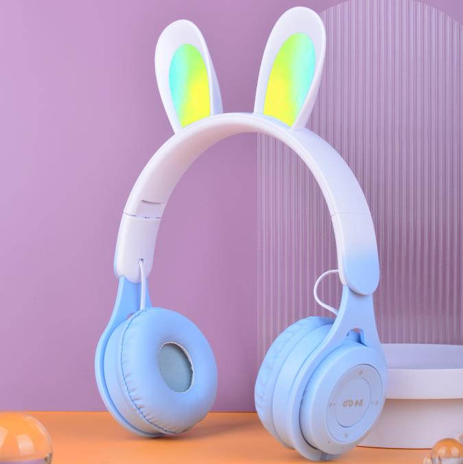 Kids Wireless Headset with Glowing Rabbit Ears for Classes