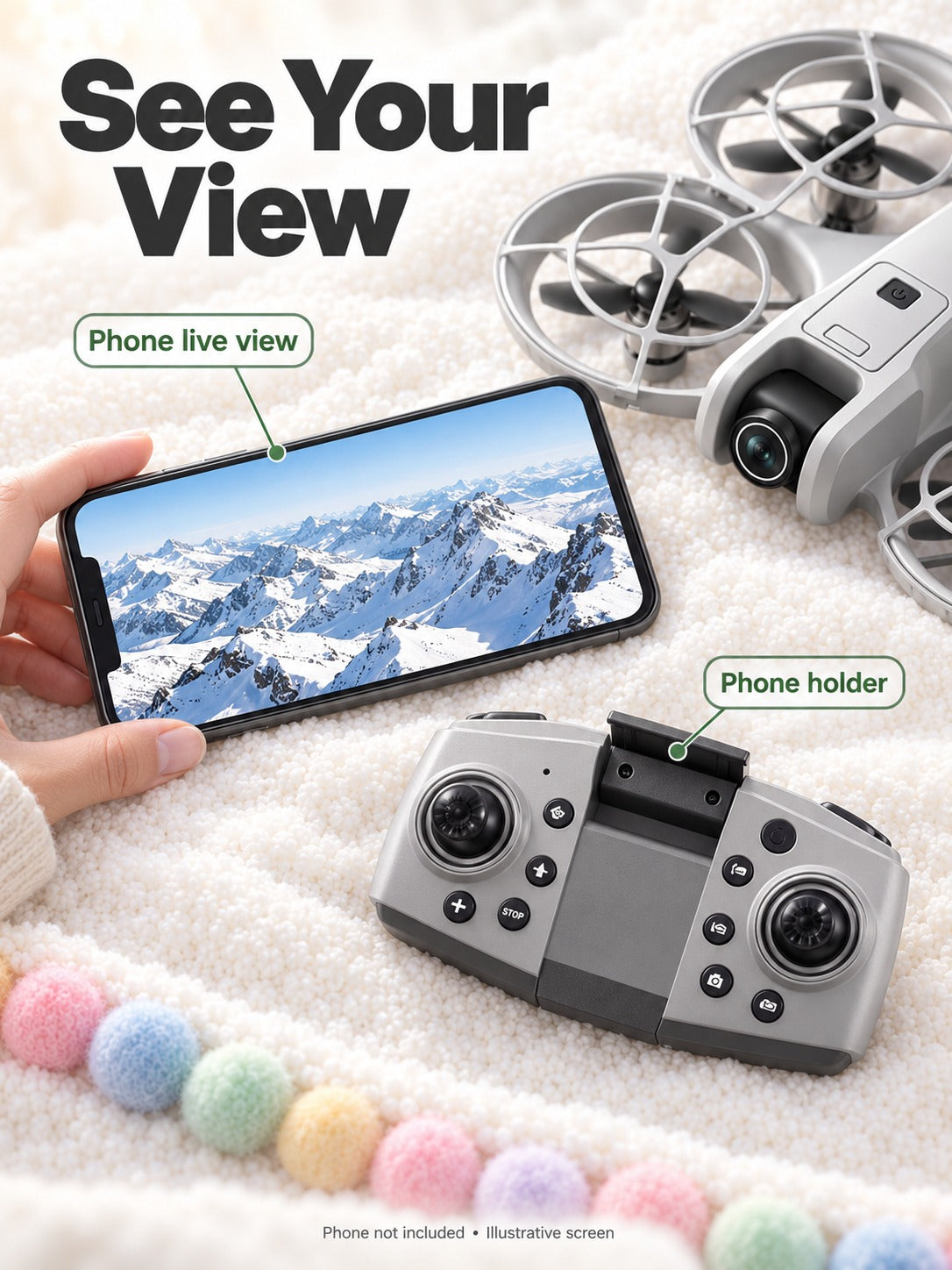 4-Axis Drone with 180° Camera and Optical Flow Hover