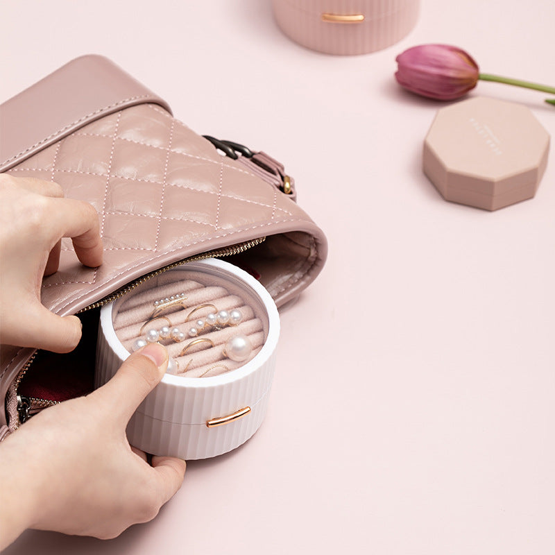 Round Travel Jewelry Box for Rings and Earrings