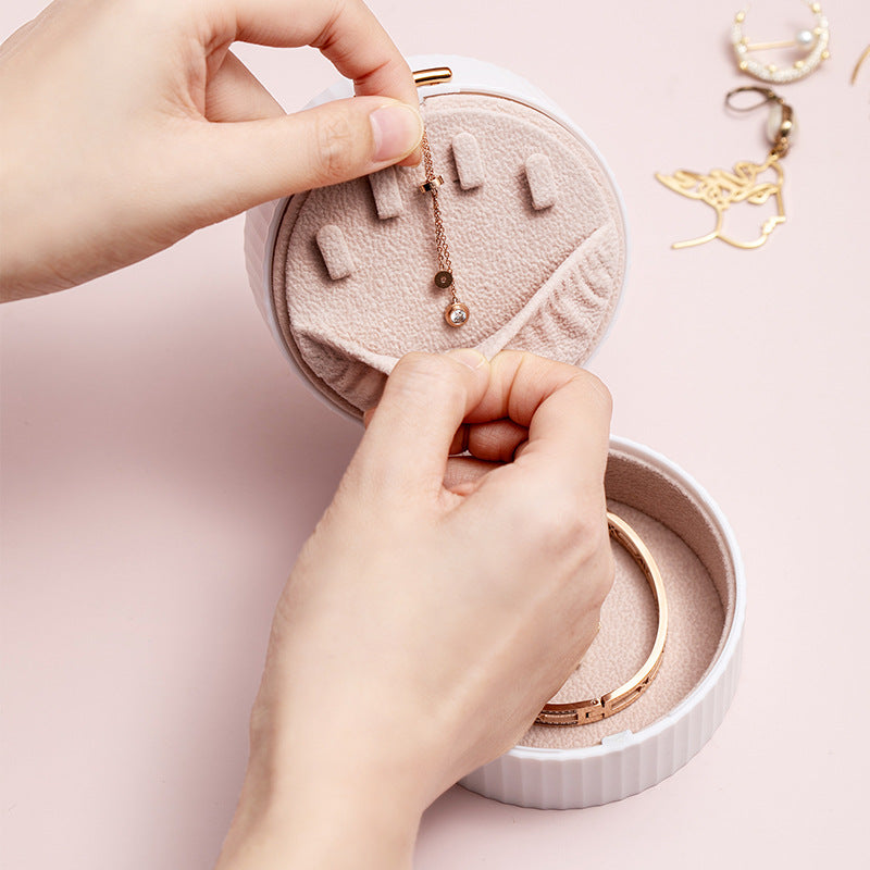 Round Travel Jewelry Box for Rings and Earrings