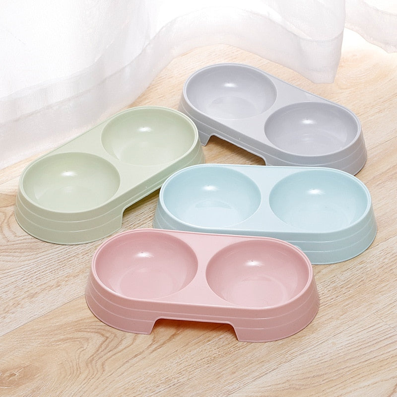 Double Pet Bowl Feeder for Cats & Small Dogs, Compact