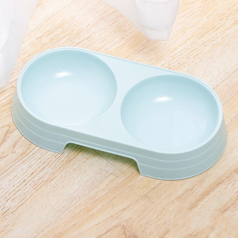 Double Pet Bowl Feeder for Cats & Small Dogs, Compact