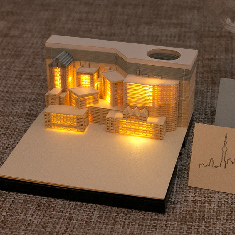 3D Castle Notepad Calendar With Warm LED Desk Light