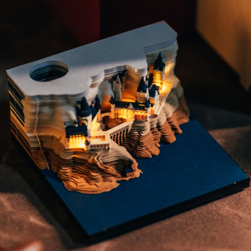 3D Castle Notepad Calendar With Warm LED Desk Light