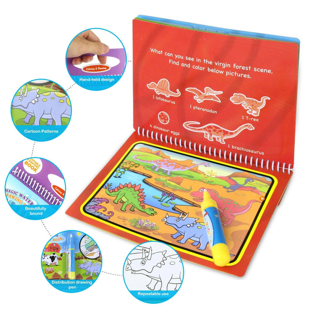 Magic Water Drawing Book for Mess-Free Reusable Fun