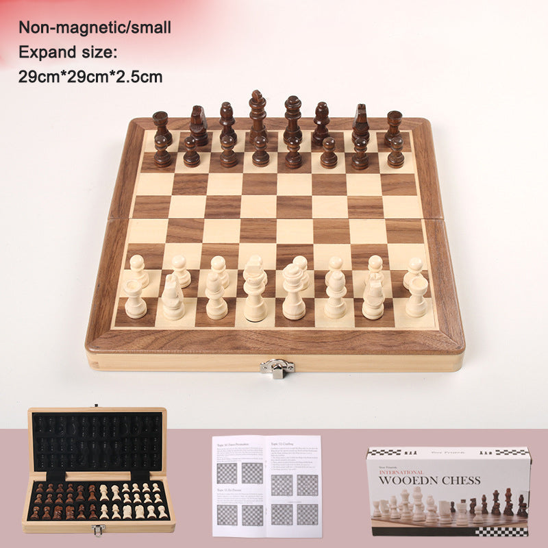 Magnetic Chess Set: Folding Solid Wood Board for Travel