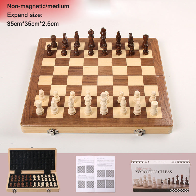 Magnetic Chess Set: Folding Solid Wood Board for Travel