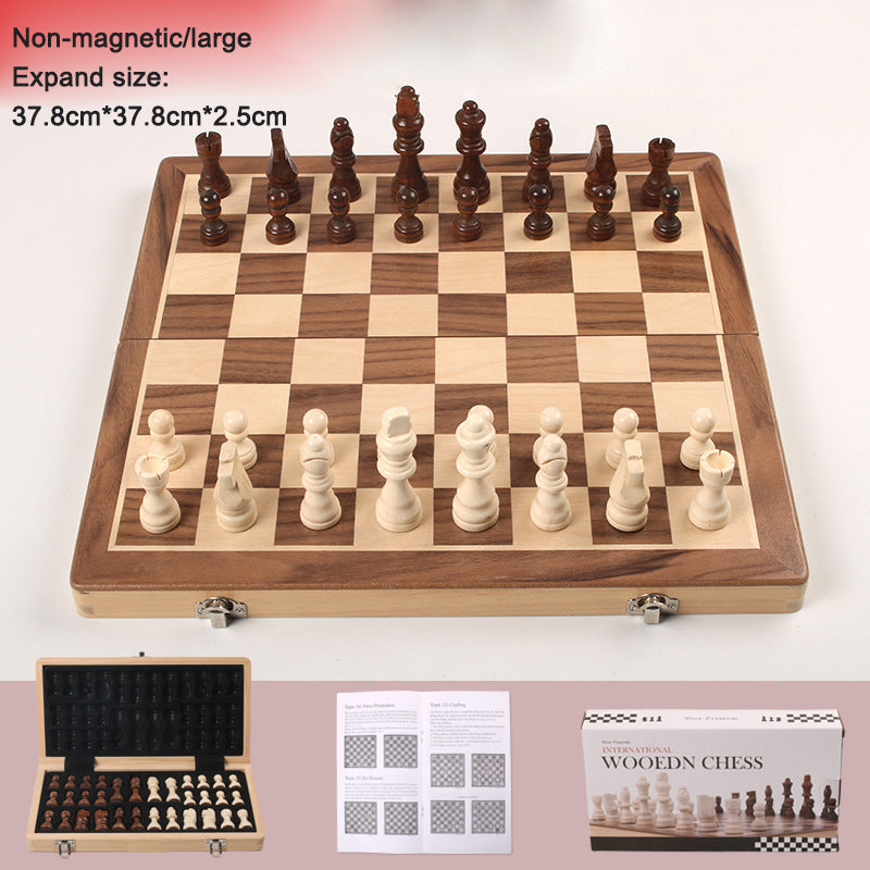 Magnetic Chess Set: Folding Solid Wood Board for Travel