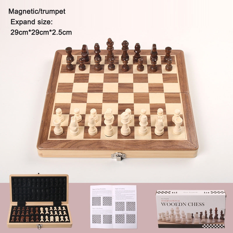 Magnetic Chess Set: Folding Solid Wood Board for Travel