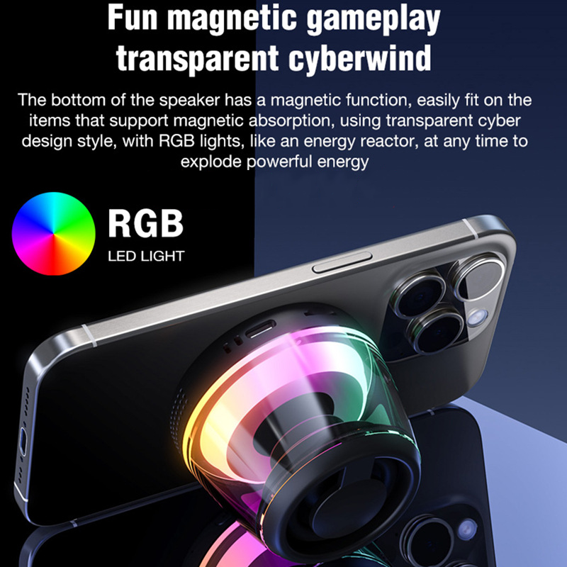 Magnetic Phone Speaker with RGB Light, Bluetooth TWS