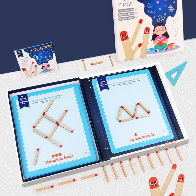 Wooden Matchstick Puzzle Game for Spatial Reasoning