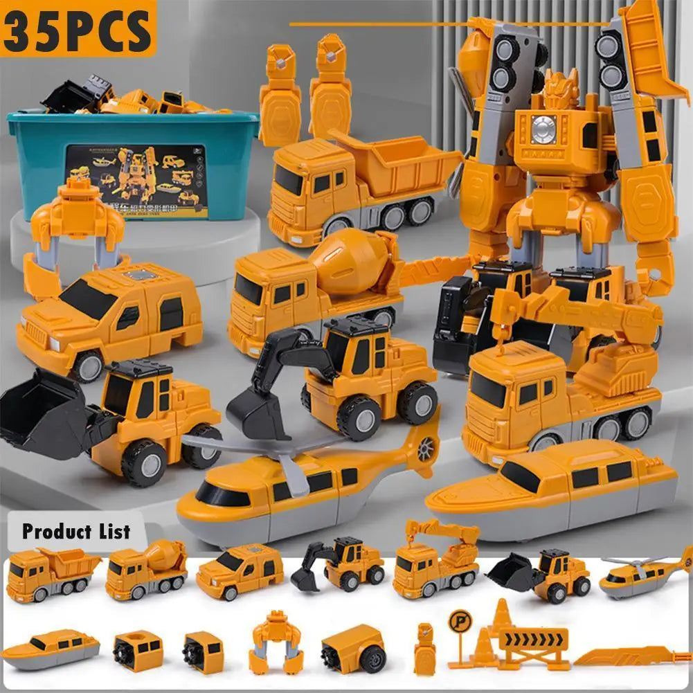Magnetic Construction Vehicle Set, 35-Piece Robot