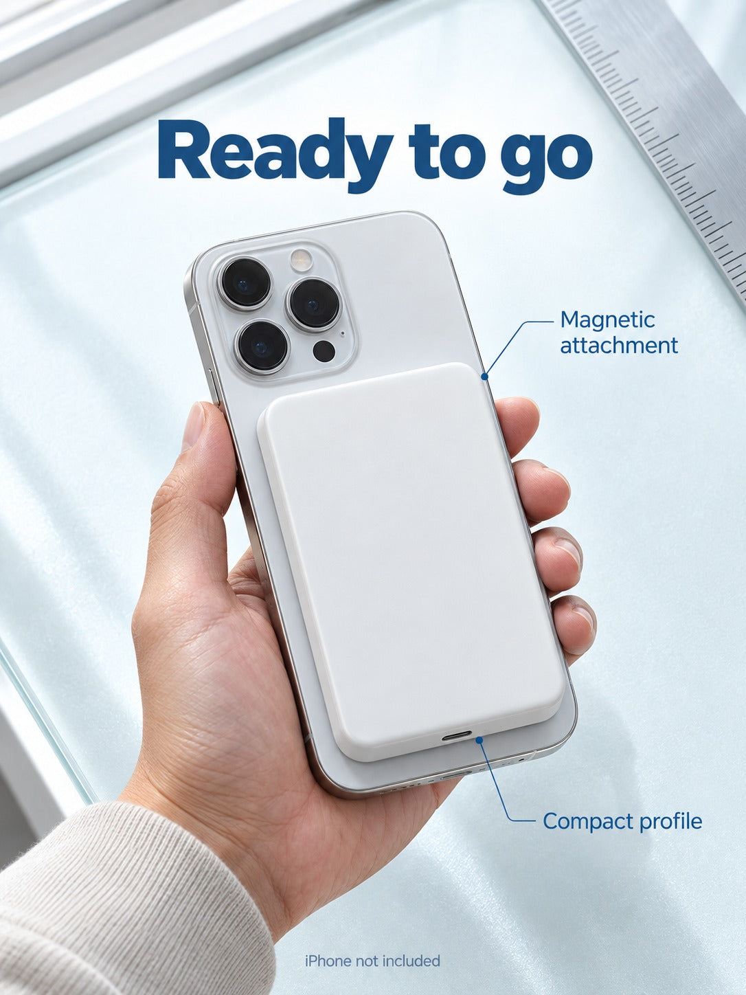 Magnetic Wireless Power Bank for iPhone, Slim & Portable