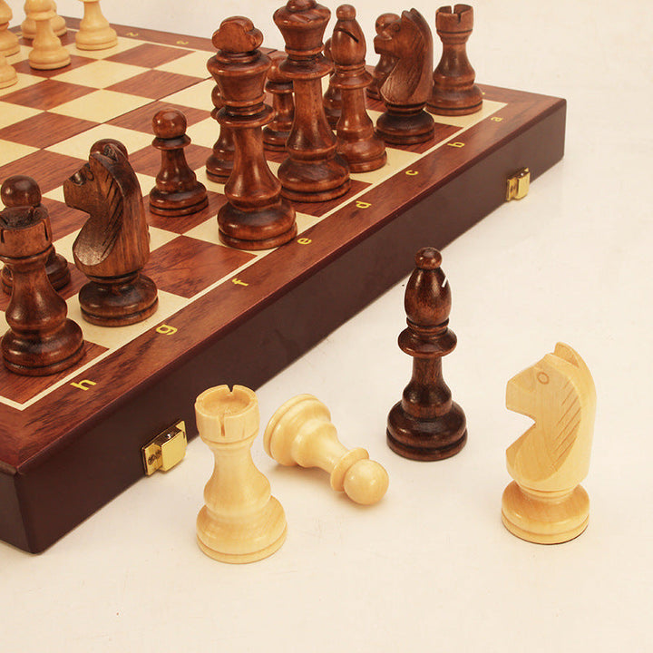 Magnetic Wood Chess Set with Folding Storage Board