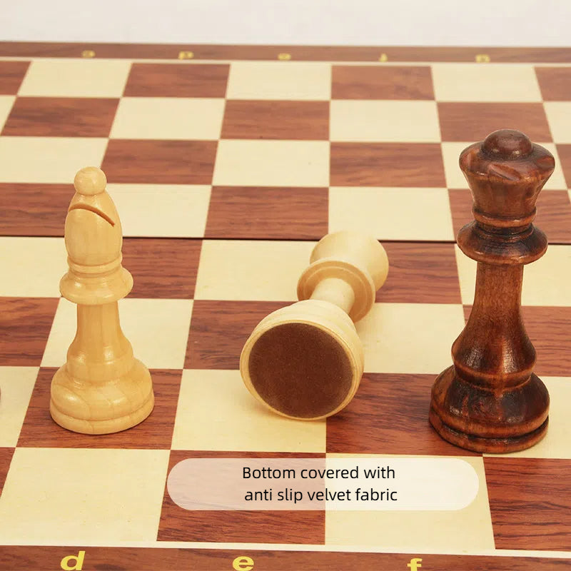 Magnetic Wood Chess Set with Folding Storage Board
