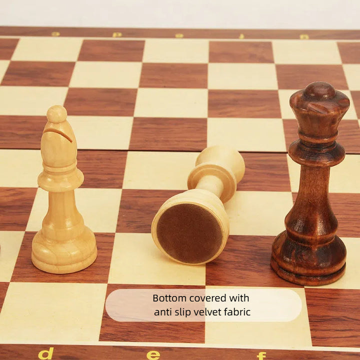 Magnetic Wood Chess Set with Folding Storage Board