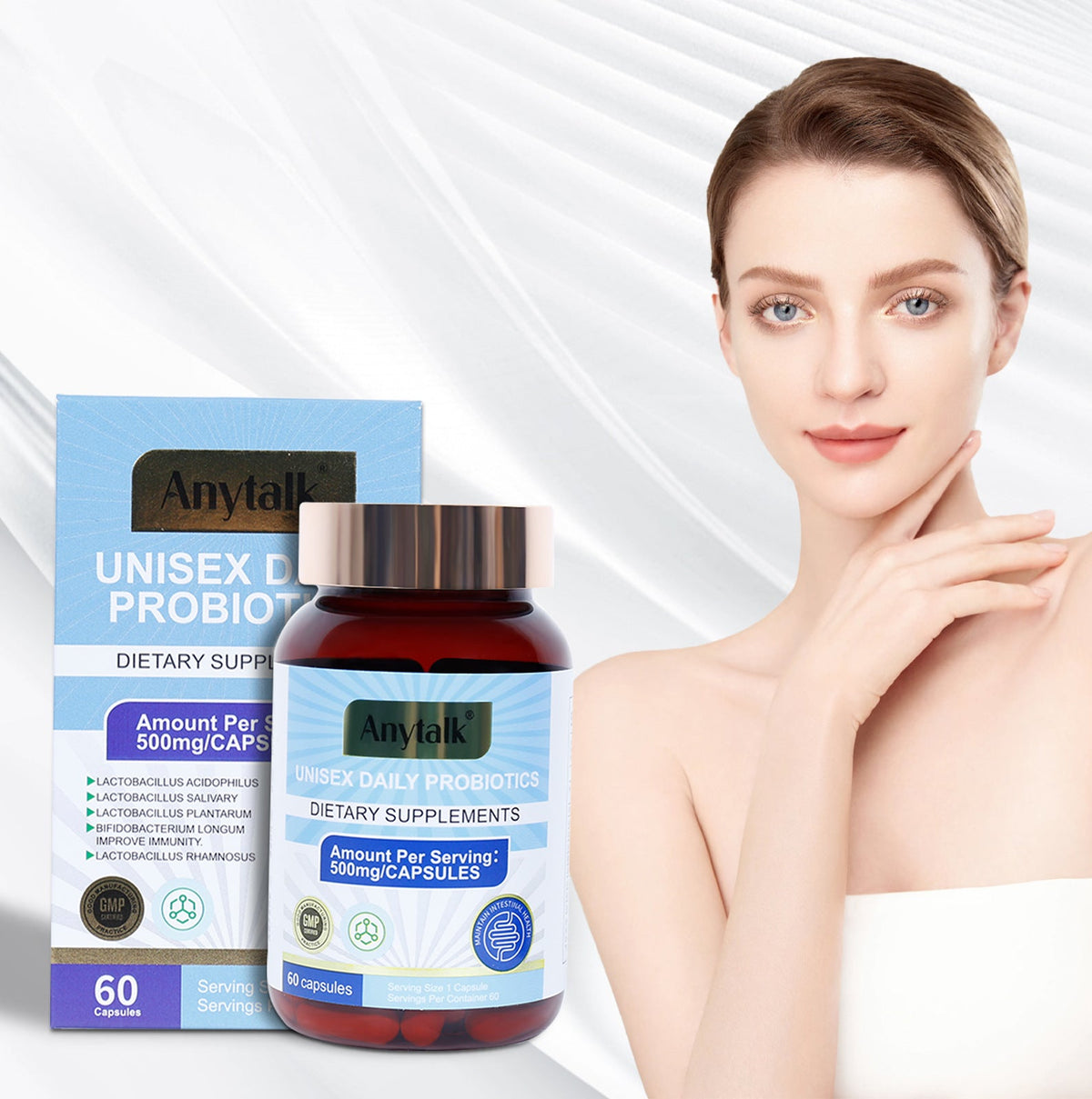 Daily Probiotic Capsules 600 Billion CFU for Gut Health