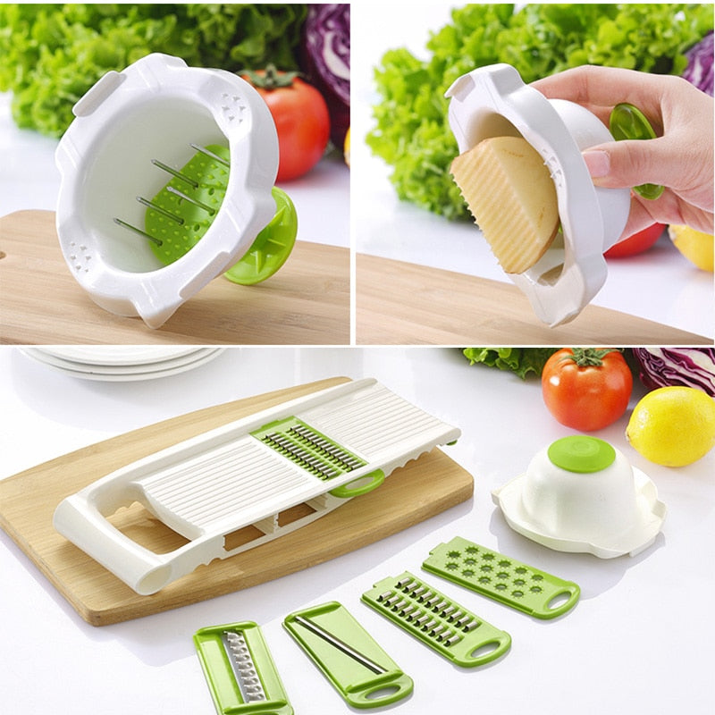 Mandoline Vegetable Slicer with 5 Stainless Steel Blades